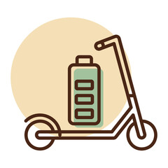 Electric scooter with battery outline vector icon