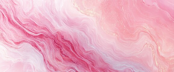 Fluid abstract of pinks, whites, and subtle golden swirls create soft waves