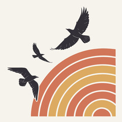 Obraz premium Vintage Silhouette Birds