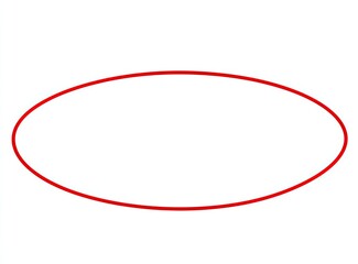 Red oval outline on white background, simple graphic element