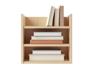 A bookshelf with a collection of books on top