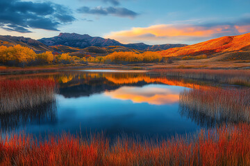 Autumn Lake Reflection Landscape