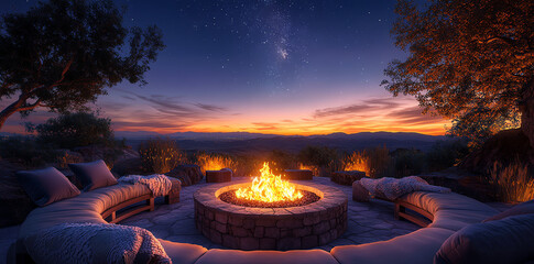 Fire Pit Night Outdoor Lounge