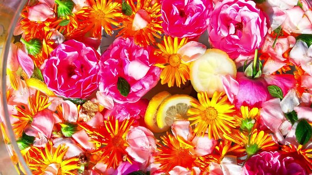 Vibrant close-up of a floral arrangement used at weddings celebration display