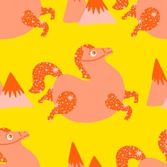 Naklejka premium Christmas animals seamless horse pattern for wrapping paper and fabrics and party and kids print