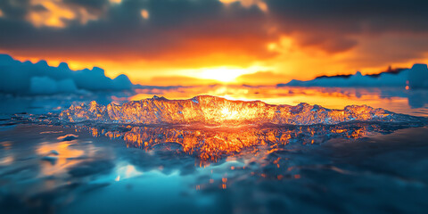 Sunset Over Fiery Ice