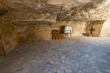 Monastic Cave Cell with Wood and Coffin