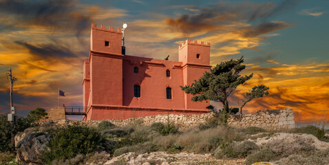 St, Aganthas Tower (The Red Tower) Mellieha, Malta © Comofoto