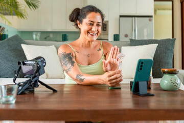 Self-care video tutorial in a calming home setting