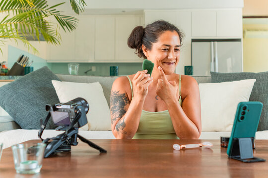 Skincare tutorial video at home for relaxation and self-care