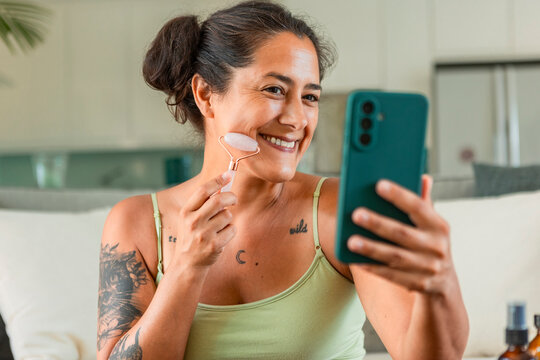 Self-care and skincare video tutorial at home