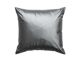 Gray silk pillow on a dark backdrop