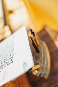 Quill pen and parchment with vintage craftsmanship