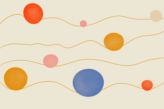 Abstract geometric lines and colorful circles design