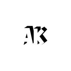 Obraz premium AK Negative Space Monogram Logo – Modern Minimal Lettermark Design