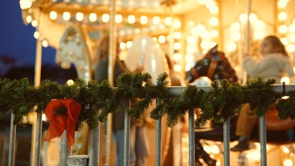 Christmas market ambiance with twinkling lights and handcrafted touches