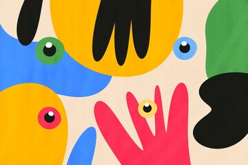 Abstract faces in colorful expressionism pop art