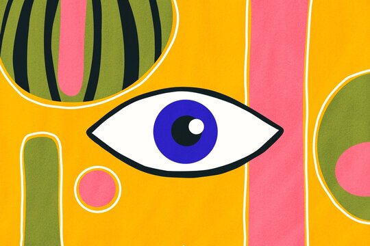 Abstract faces in modern pop art with colorful expressionism