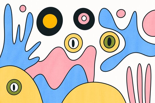 Abstract colorful shapes in modern pop art style