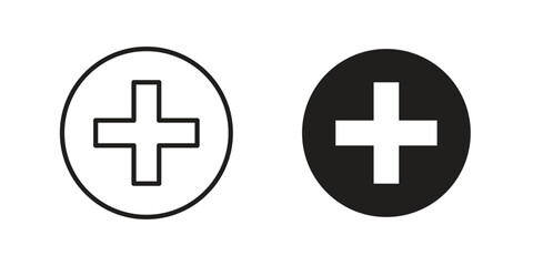 Fototapeta premium Add icons. Outline and filled icons. Vector Graphic. EPS 10