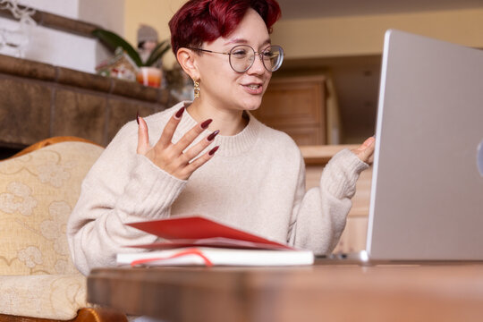 Young woman enjoying a virtual home connection