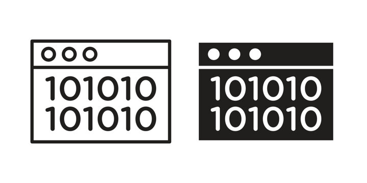 Binary code icons. Outline and filled icons. Vector Graphic. EPS 10