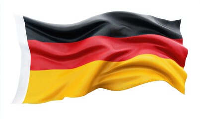 Waving flag of Germany. Black, red, & yellow horizontal stripes, isolated