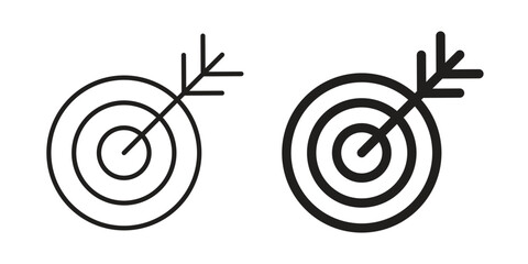 Bullseye icons. Outline and filled icons. Vector Graphic. EPS 10
