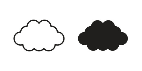 Clouds icons. Outline and filled icons. Vector Graphic. EPS 10