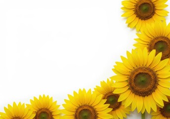 Vibrant golden sunflowers presented simply against a clean, pure white background, emphasizing brightness, nature, and summer beauty ,background ,fresh ,decoration