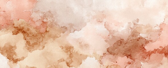 Muted watercolor wash in earth tones, fluid and abstract, cloudy texture