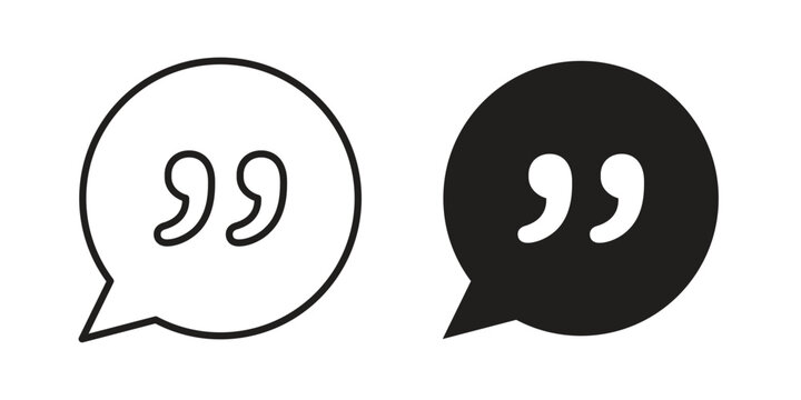 Comment quote icons. Outline and filled icons. Vector Graphic. EPS 10