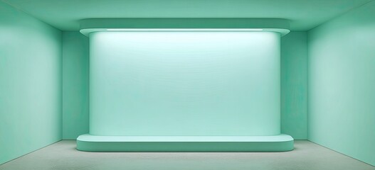 Minimalistic mint room with pedestal, illuminated above in bright light