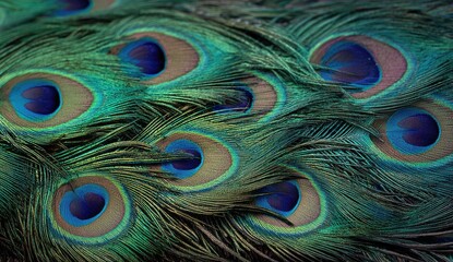 Close-up peacock feather detail