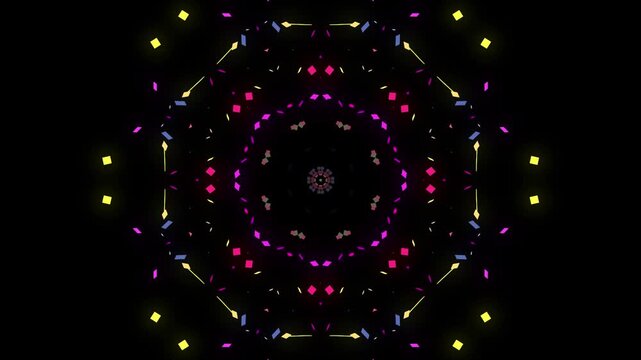 Futuristic glowing psychedelic music video particle kaleidoscope tunnel mandala 3d art design new-age pattern meditation zen hypnotizing abstract VJ seamless loop