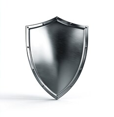 Metallic silver shield with rivet trim, on a white background