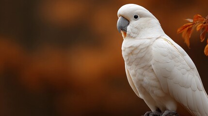 Fototapeta premium A white Cockatoo bird is perched on a branch