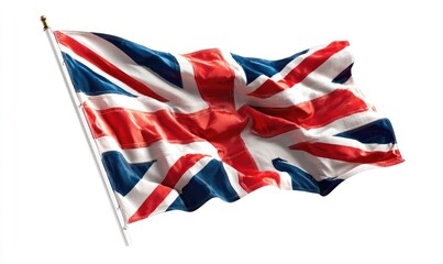 British flag, waving, white background