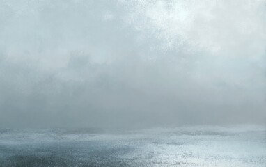 Moody, overcast sea under a sky filled with clouds and shimmering light