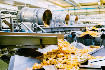 Chips production line in a modern factory setting