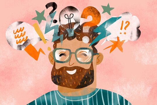 Creative thoughts in colorful illustration