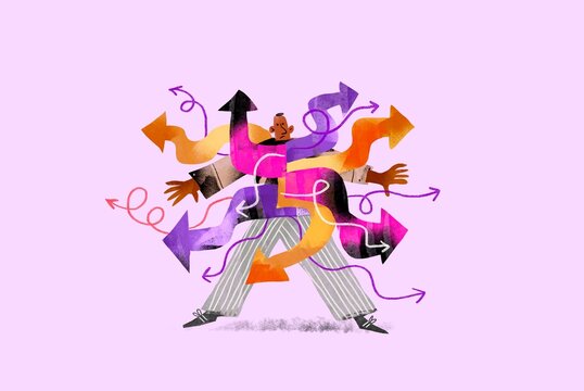 Creative minds and direction arrows illustration