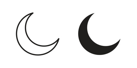 Moon icons. Outline and filled icons. Vector Graphic. EPS 10 © iconic