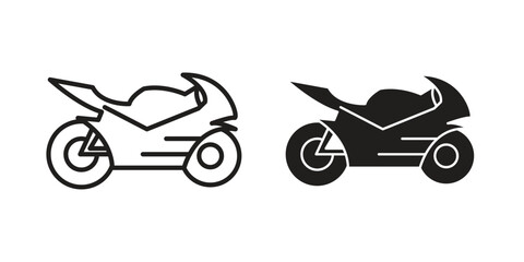 Fototapeta premium Motorcycle icons. Outline and filled icons. Vector Graphic. EPS 10