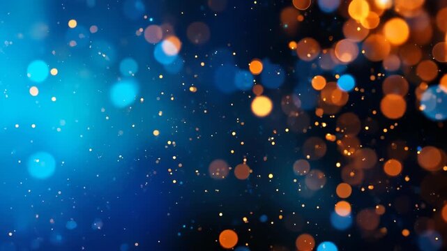 Celestial Symphony: An abstract composition, reminiscent of a starlit night. Gentle bokeh lights shimmer across a deep blue and orange backdrop, creating a sense of serenity.