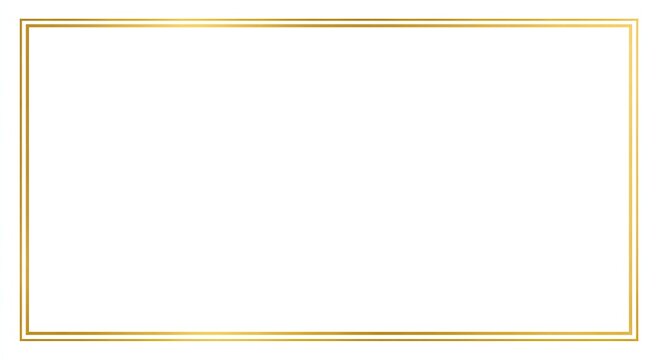 Simple gold rectangle frame on white, thin lines, elegant border design