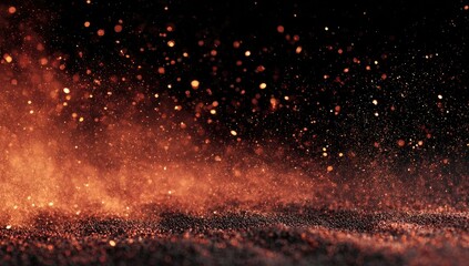 Eruption Glowing sparks and smoke rising upwards from a rough dark surface