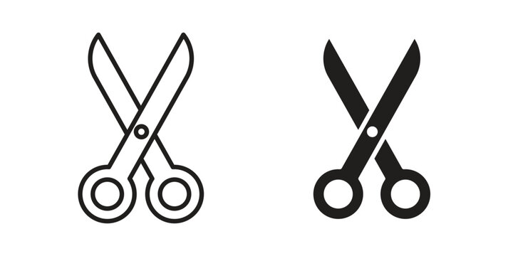 Scissors icons. Outline and filled icons. Vector Graphic. EPS 10