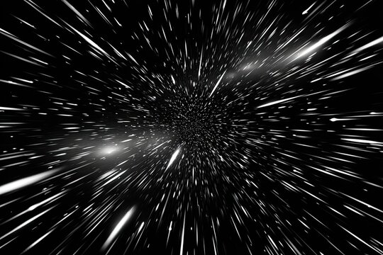 Hyperspace jump effect; bright lines converging on a central dark point