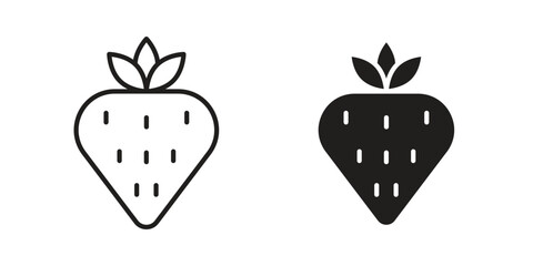 Strawberry icons. Outline and filled icons. Vector Graphic. EPS 10